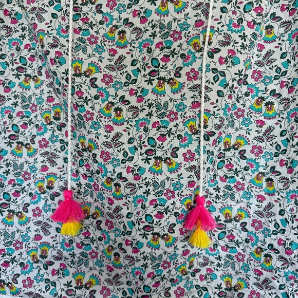 Boden Laurie Tassel Tie Sleeveless Cotton Blouse in Ivory Exotic Garden US 10 - Picture 4 of 7